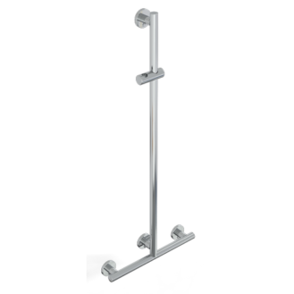 Barre de douche en t avec support douchette et verticale libre position série leonardo deluxe inox cromo